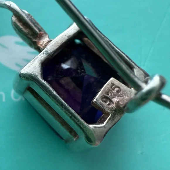 925 Silver Amethyst Square Drop Earrings - Picture 4 of 11